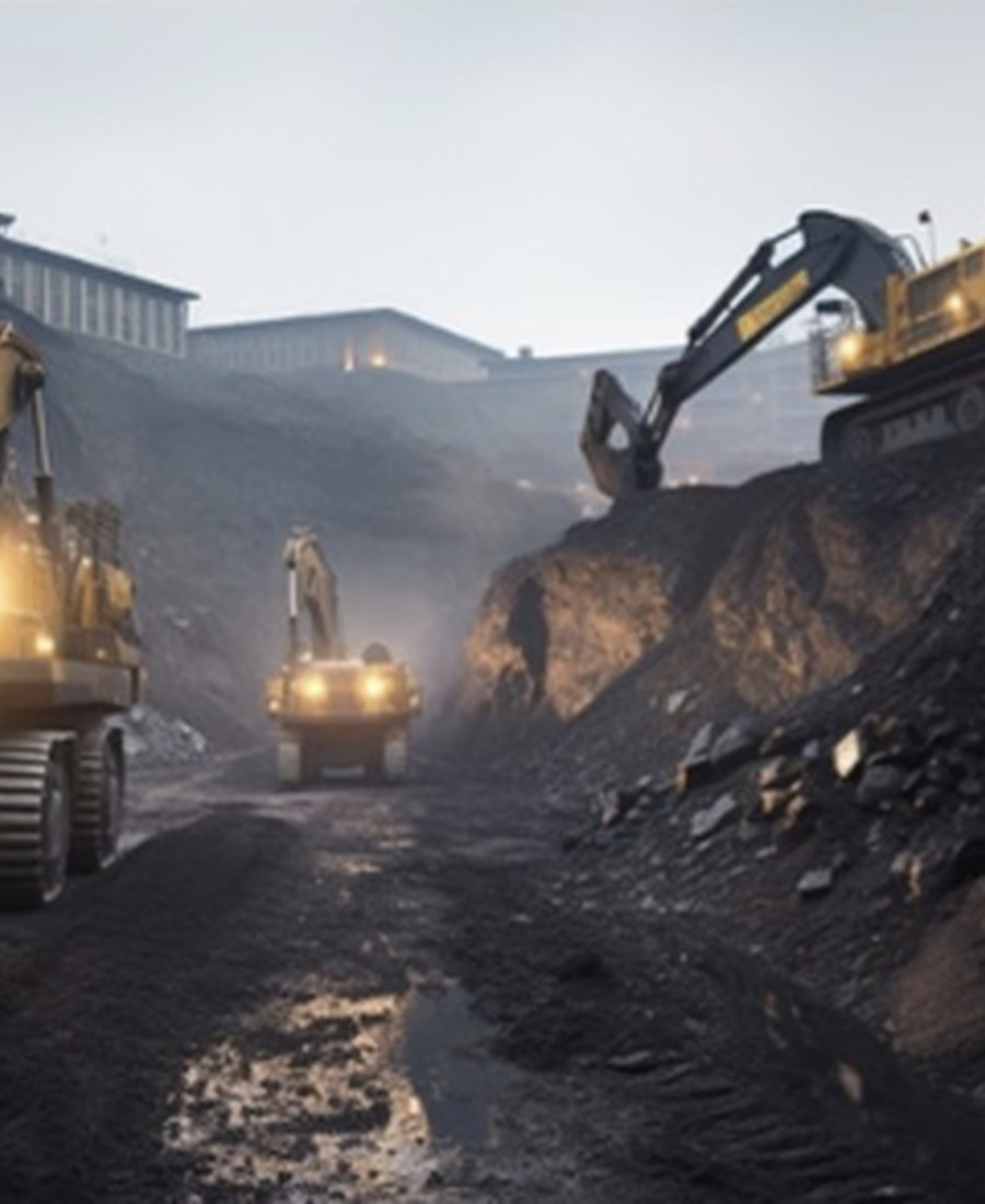 Mining machinery operating in a pit