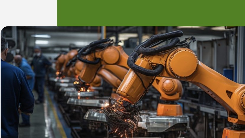 Industrial assembly line with robotic arms